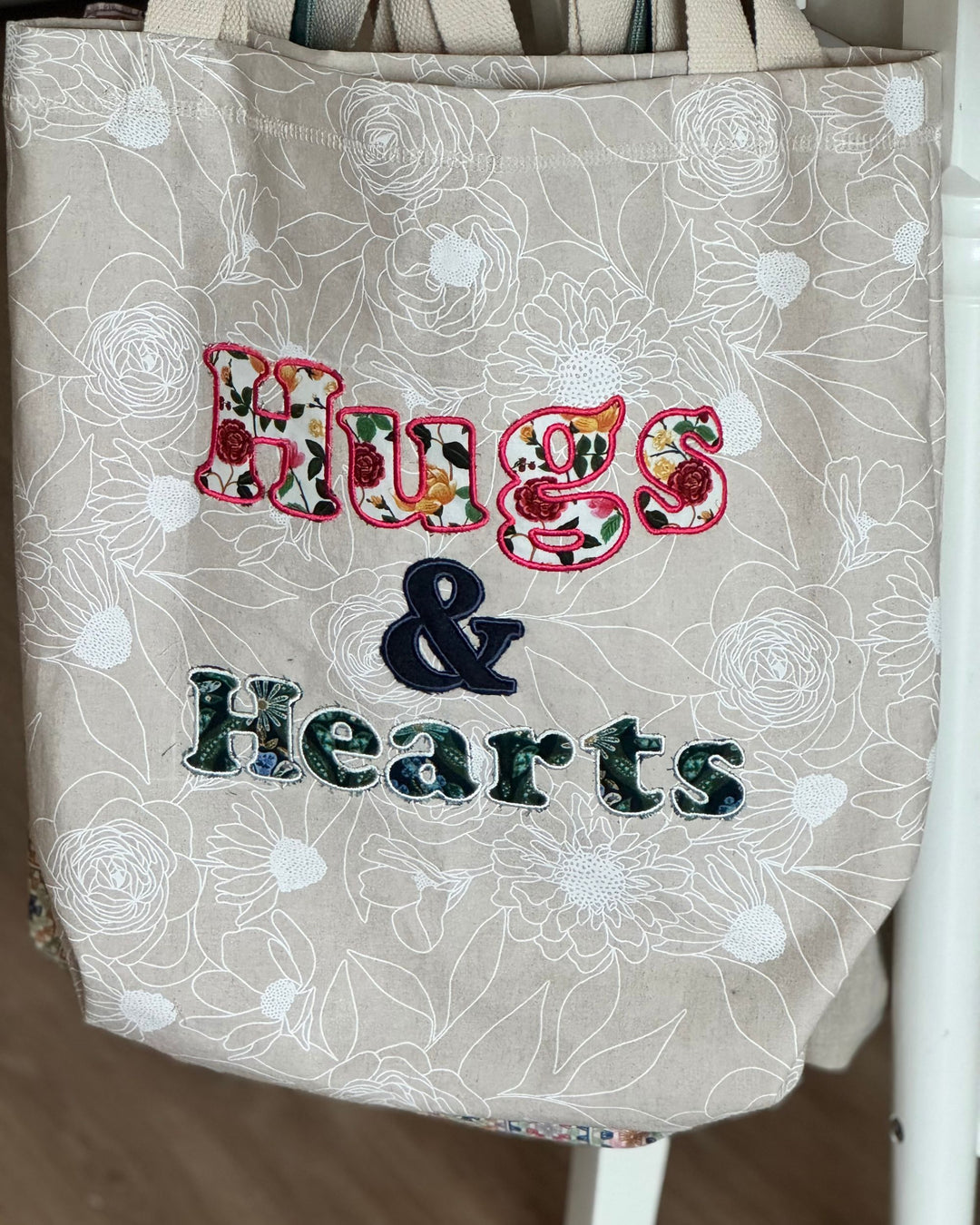 Hugs & Hearts Floral Tote